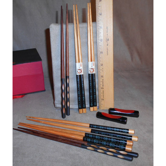 Japanese/Asian Dinnerware: Wood Bowls, Chopsticks & Rests, Ceramic Plates - Picture 11 of 16